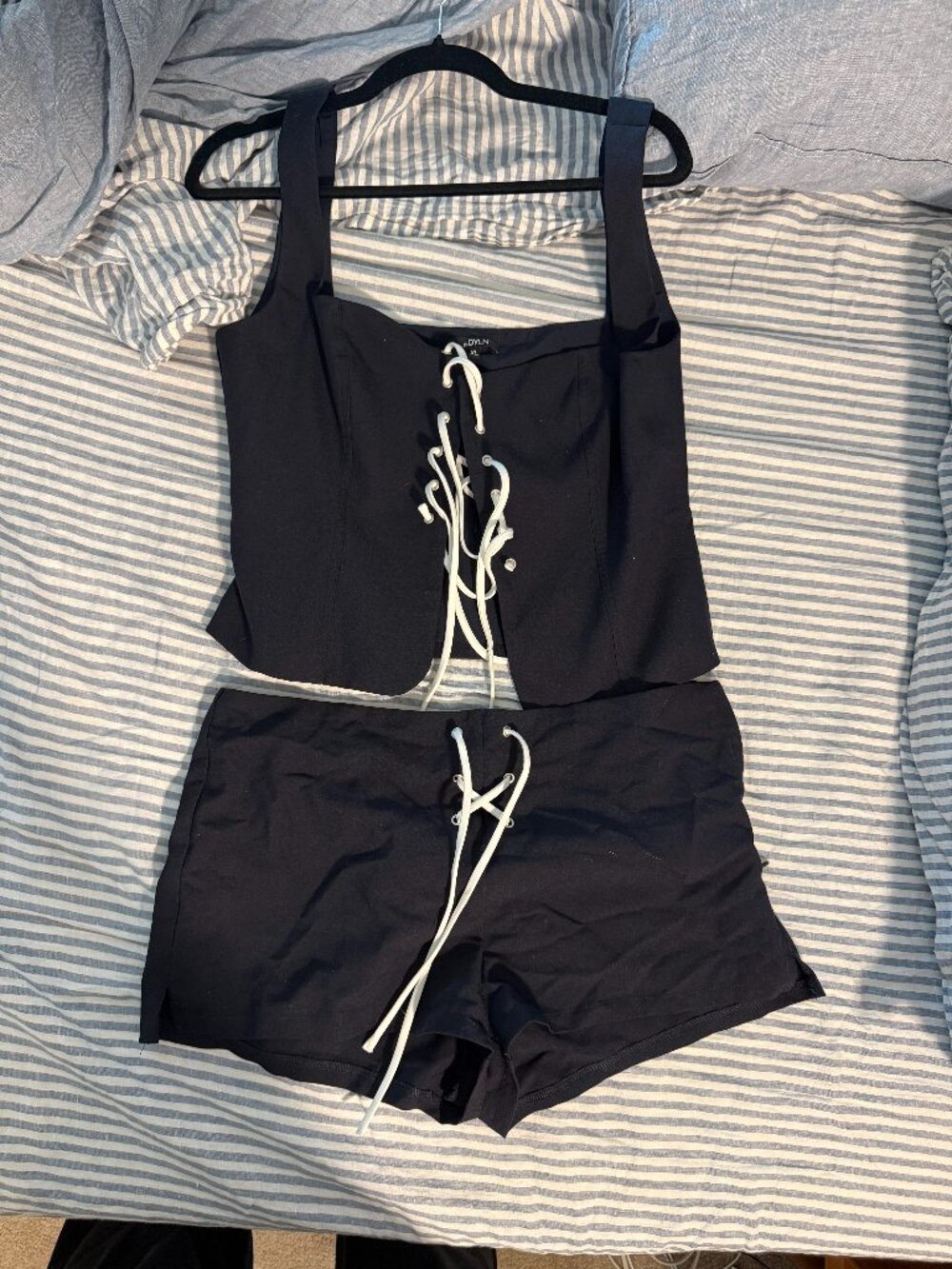 BY.DYLN lace-up tank and micro-short set - size XL